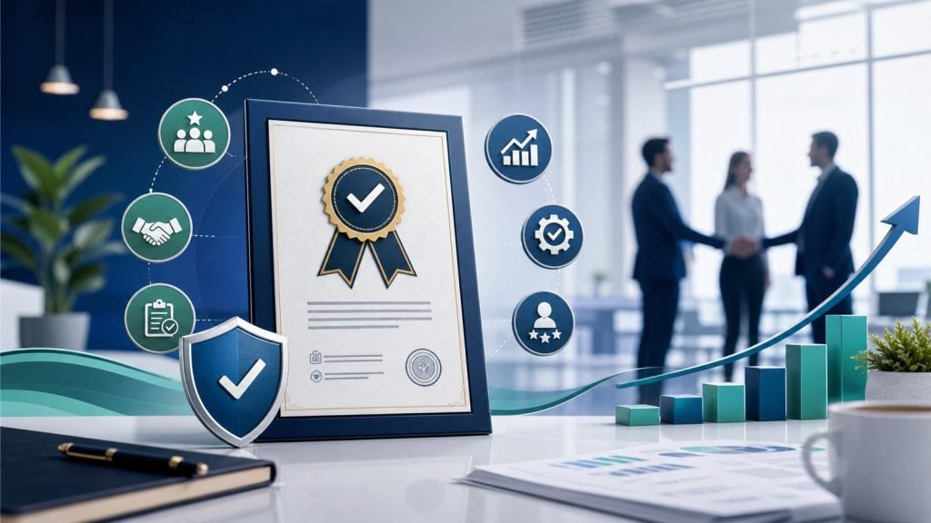 What Does an HYB Certificate Provide to Businesses? Current image: HYB belgesinin işletmelere sağladığı güven ve kurumsal avantajları anlatan profesyonel görsel