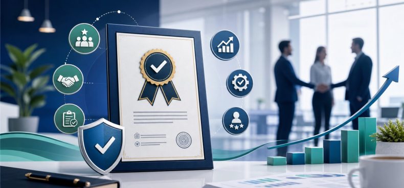 HYB Belgesi İşletmelere Ne Kazandırır? HYB belgesinin işletmelere sağladığı güven ve kurumsal avantajları anlatan profesyonel görsel