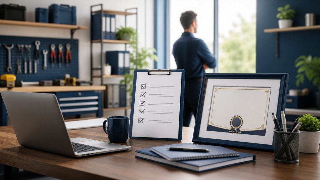 HYB Certificate Guide for Small Businesses Current image: Küçük işletmeler için HYB belgesi hazırlığını anlatan profesyonel görsel